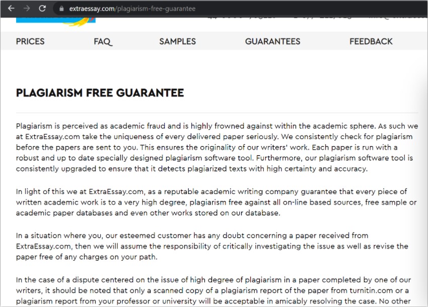 plagiarism free policy extraessay