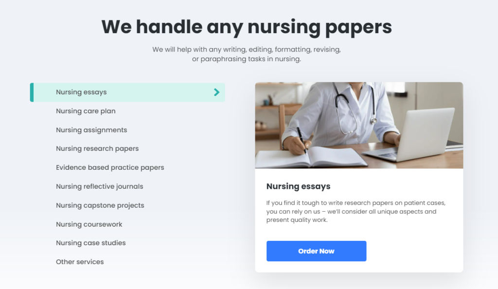 nursingpaper types of services