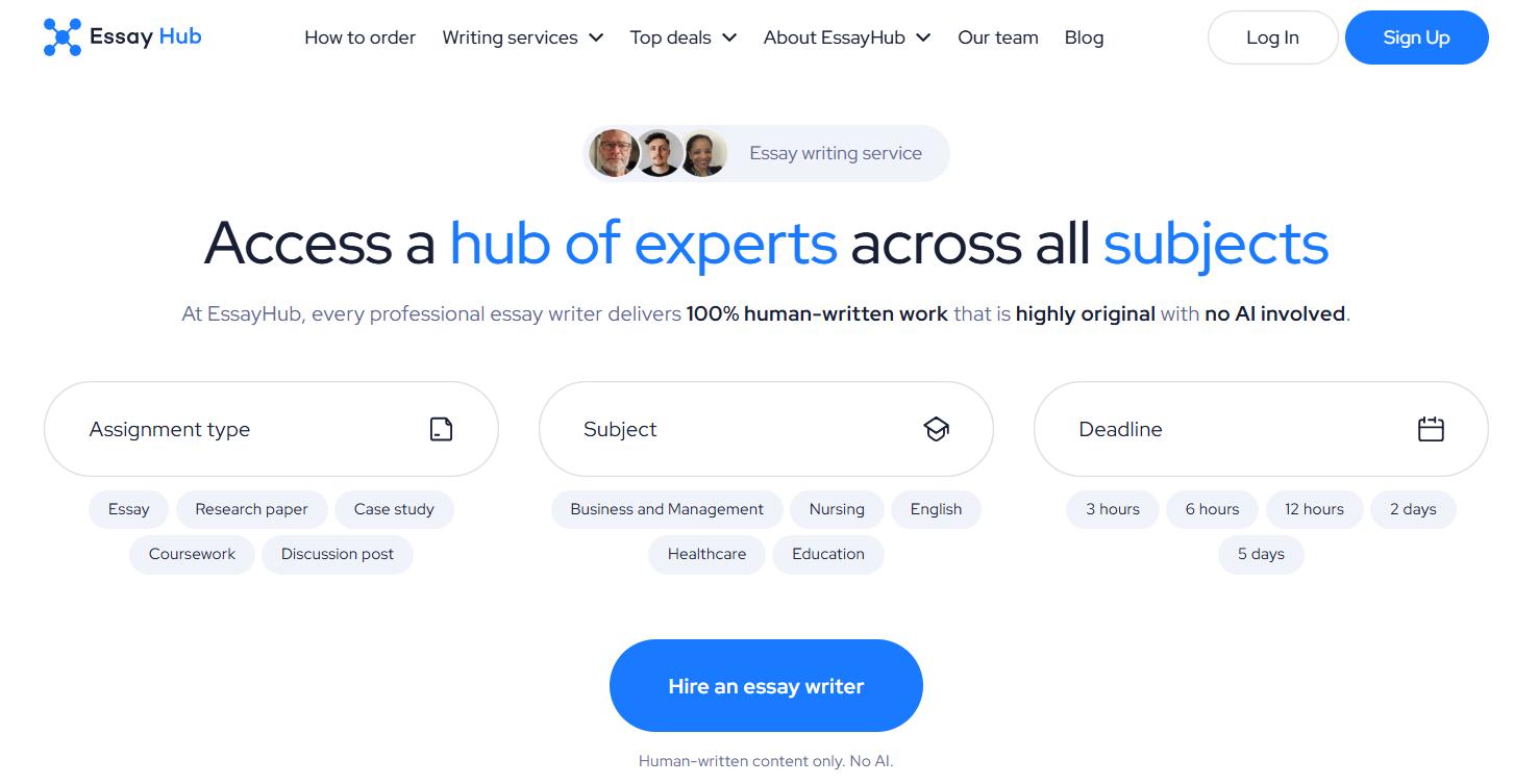 essayhub.com main page